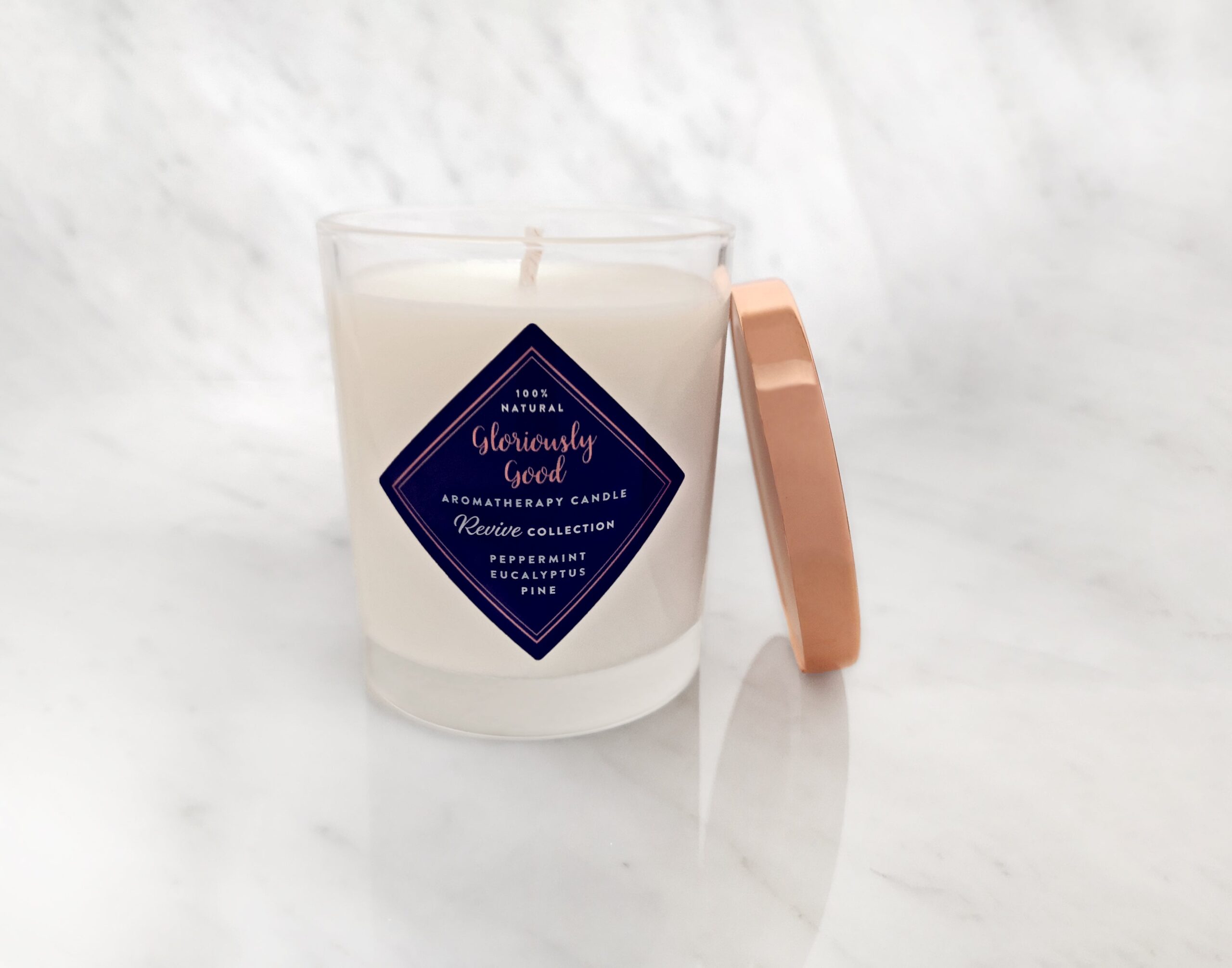 Peppermint, Eucalyptus & Pine Aromatherapy Candle with Organic Essential Oils - Image 3