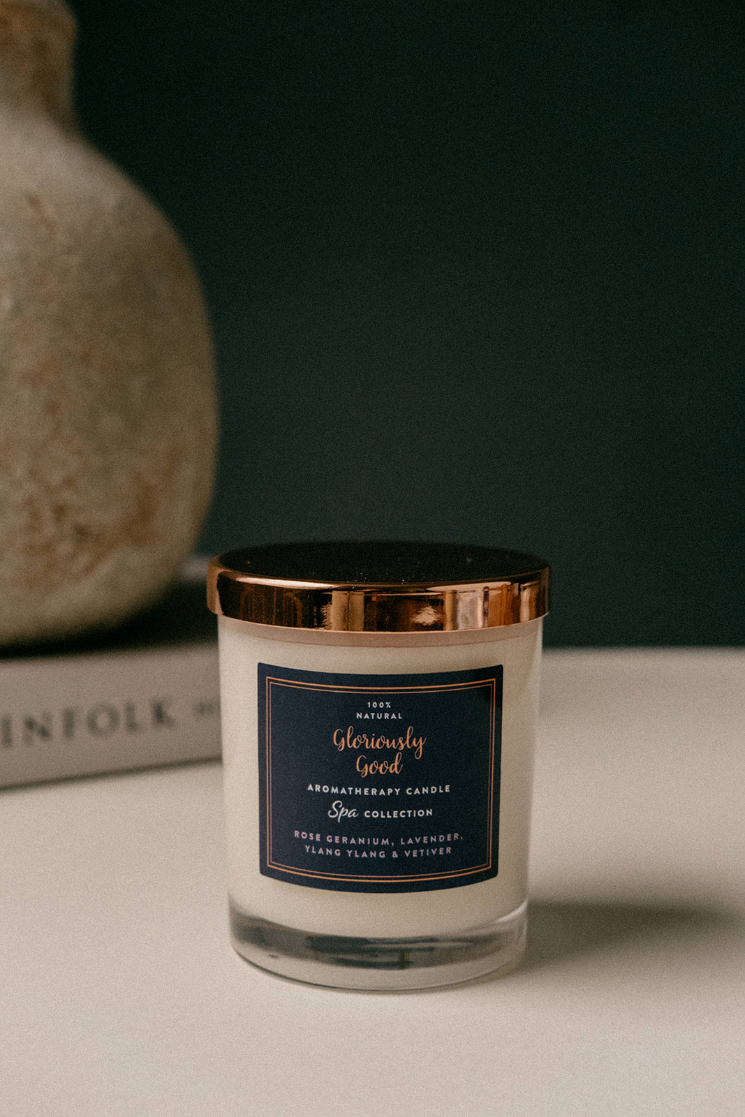 Rose Geranium, Lavender, Ylang Ylang & Vetiver Aromatherapy Naturally Scented Candle - Image 2